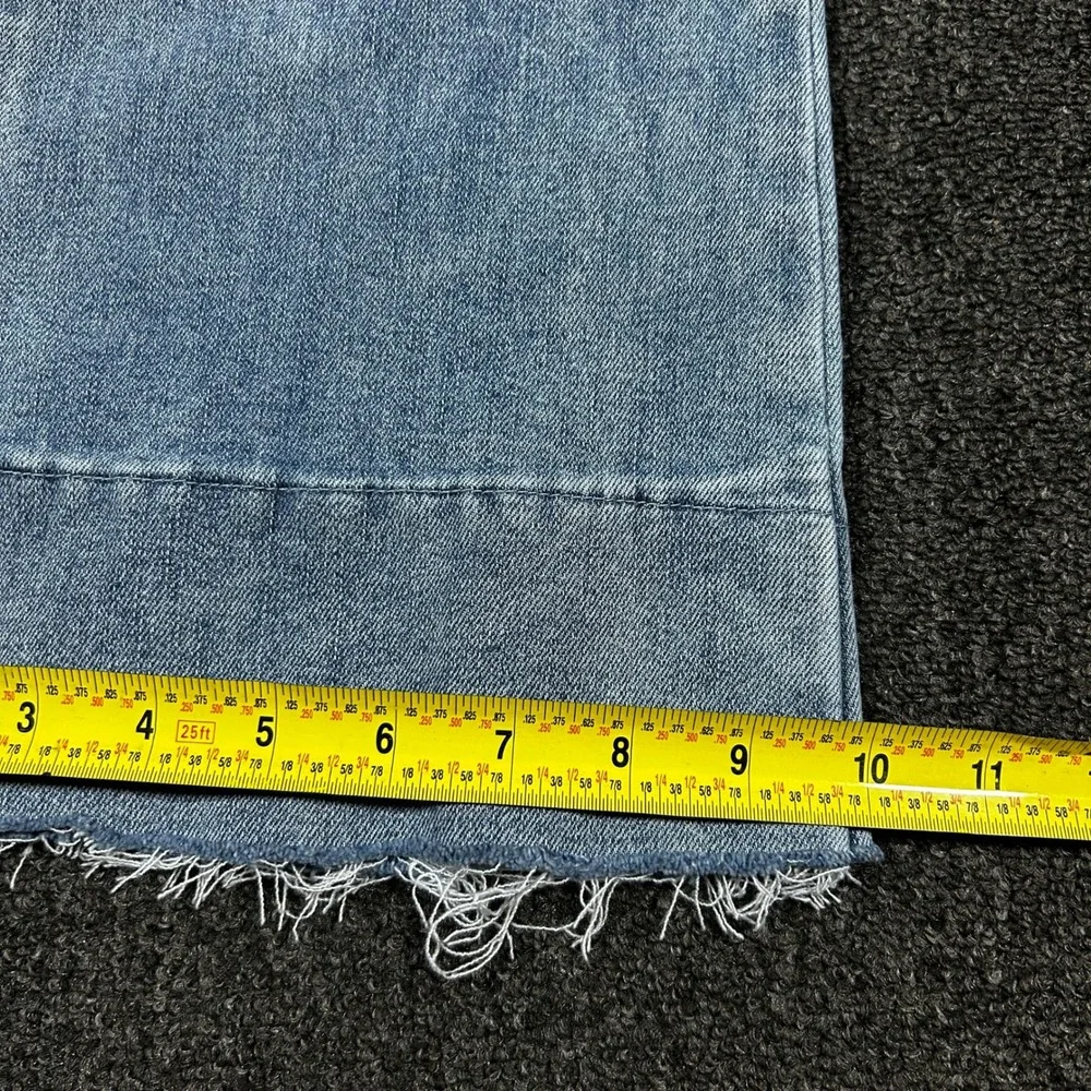 SER.O.YA Sorrento 148 Denim Jumpsuit Women XL Blue Excellent Flare Raw Hem Short